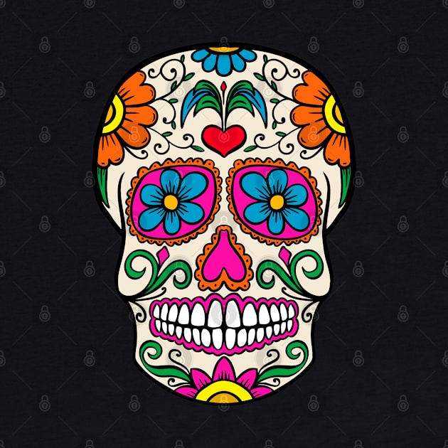 colorful Calavera by Hispaniola-Fineart